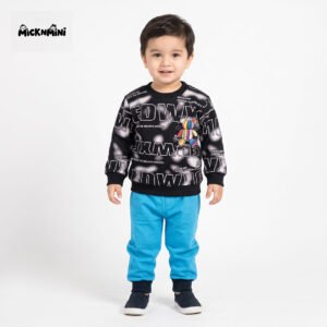 2-Piece Suit – Typographic Sweatshirt with 3D Bear Charm & Joggers