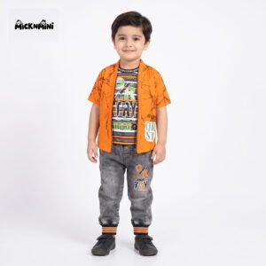 2-Piece Suit – 2-in-1 Layered Shirt & Jogger Denim Pants